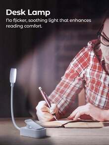 1pc Battery Powered Reading Light, Suitable For Night Reading, Adjustable Clip-On Reading Light, 3 Color Temperatures, Stepless Dimming, Mini Portable, Suitable For Bedroom Reading, Living Room Reading, Reading Light, Book, Bookmark, LED Light, Light, Light, Book Accessories, Mini Lightweight Clip-On Reading Light, Clip-On Book Light, Clip-On Reading Light, Mini Desk Lamp, Reading Book Light, Battery Not Included - Clip-on Book Lamp - View 5
