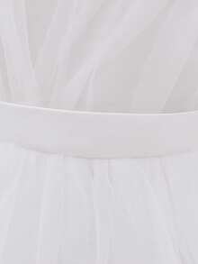 Baby Girls Mesh Back Bow Tutu Elegant Princess Flower Girl Dress, Suitable For Parties, Headband Not Included - White - View 10