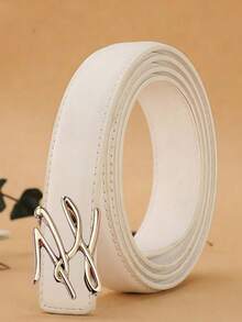 Fashion Women's Alloy Letter Buckle Belt, Casual Versatile Jeans Decoration Belt, High-Quality Designer Inspired Smooth Buckle Waist Belt - Multicolor - View 2