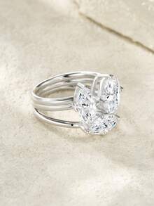 Moissanite Ring 925 Sterling Silver Women's Wedding Ring With Certificate Proposal Engagement Anniversary Party Bride Jewelry Gift - Silver - View 4