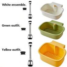 3 Color Kitchen Sink Drain Strainer Basket + Splash Proof Tap Extension Filter Sink Holder Organizer Set For Home Kitchen - S - View 5