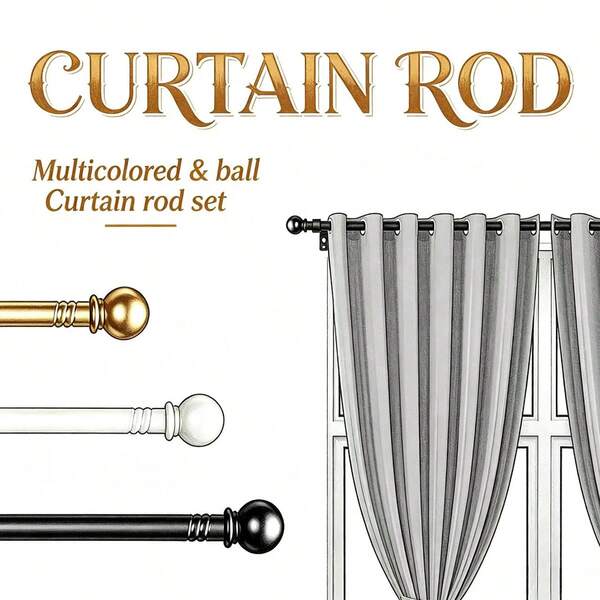 Bộ 1 thanh treo rèm trang trí, đường kính 5/8 inch, màu trắng, thích hợp cho cửa sổ đơn có chiều rộng từ 24-156 inch, dùng cho phòng tắm, phòng ngủ, phòng khách, hiên nhà, nhà bếp, thanh treo rèm nhỏ.
