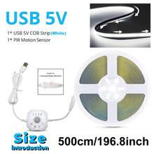 Tira de luz LED con sensor de movimiento, alimentada por USB, efecto de flujo de agua, lluvia de meteoros, efecto de luz de persecución, tira de luz COB dinámica de 5V CC, luz de sensor de escalera, tira de luz de persecución de escalera - luz blanca - Ver 14