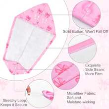 Microfiber Hair Towel Wrap for 2 Pack Quick Drying Hair Towels with Button Hair Turbans for Wet Hair Absorbent Quick Dry Wraps Head Towel Wrap for Women and Girls - Fresa rosa y azul - Ver 5