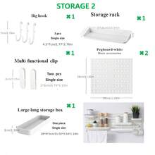 畅销家居用品，仅适用于本店专用孔板，不适用于其他孔板。基础生活系列单件装免打孔壁挂式塑料孔板，多种组合配件，多功能收纳孔板配有各种收纳盒和金属挂钩，适用于车库工作台/家庭厨房收纳整理/办公室/手工室/浴室（28*28厘米）。本产品配有专用孔板。 - 白色 - 查看 41