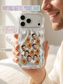 Customizable Shaker Phone Case, Transparent Quicksand Phone Protective Cover, Guitar Theme Creative Phone Case, Fun Photo Printable Phone Case, Transparent Soft Silicone Material Wave Pattern Shockproof Frame, Customizable Photo, Built-In Shaker Decoration And 2D Print Design, Suitable For Couples, Music Lovers - Multicolor - View 3