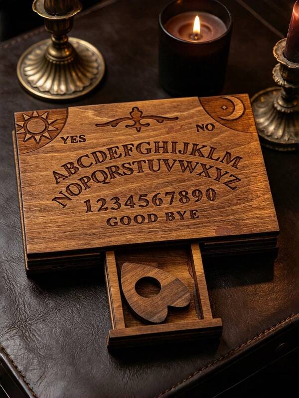 Mini Tablero Ouija con Cajón, Caja de Tablero Mini de Madera, Ornamento de Decoración del Hogar, Artesanía de Madera