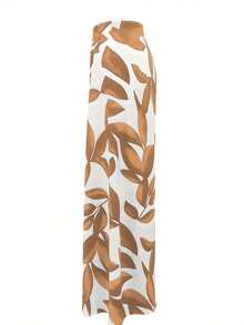 Pantalones anchos estampados elegantes y a la moda - Marrón amarillento - Ver 4