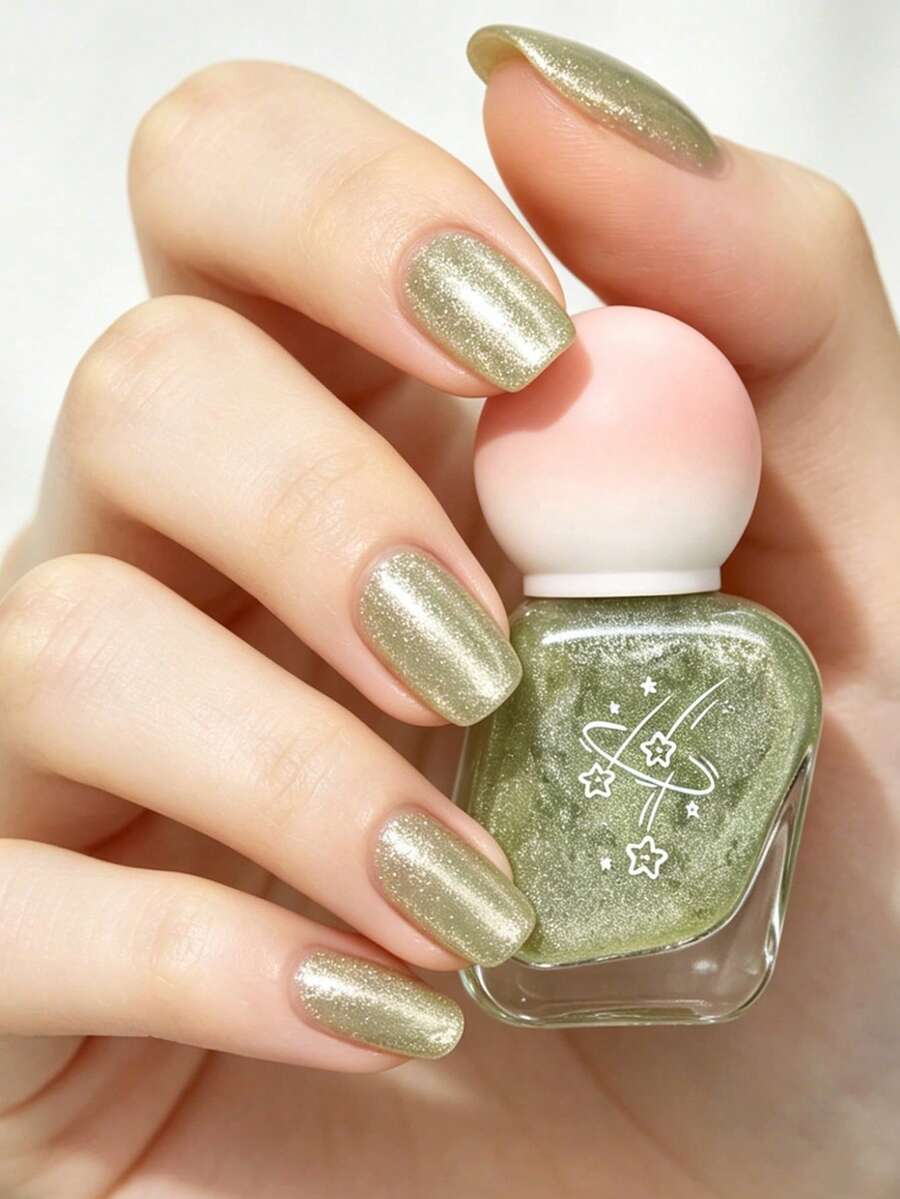 快乾水性指甲油,不脫皮,適合女孩與青少年,2026年新品,1件,10.5ML長效水性指甲油,金屬色,亮面閃粉指甲油,亮綠色美甲,快乾透明閃粉水性指甲油,自然感快乾亮面指甲油,春季感綠色指甲油 - 查看 1