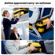 YONSLY 16 Inch Suitcase With Detachable Wheels 360° Combination Lock Double Zipper Soft Rubber Handle Trolley Travel Suitcase For Vacation - 黃色 - 查看 3