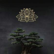 Escultura de Pared Metálica con Motivo de Mandala Radiante Iwa| Decoración Zen Flor de Loto| Regalo de Halloween y Navidad - TY3676-04 - Ver 6