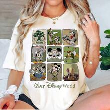 Disney 1PC Licensed "Vintage 9‑Panel Grid‑Style Mickey Minnie Donald Daisy Goofy Pluto Animal Kingdom Safari Explorer" Cartoon Printed Oversized T‑Shirt, Short Sleeve Tee For Disney Travel, Vacations & Theme Parks.2026 New Style, Ideal For Family Matching Outfits, Unisex For All Ages.High‑Quality Cotton Fabric, Soft & Breathable.Each Square Features Unique Safari‑Themed Illustrations Including The Tree Of Life, Jungle Wildlife, And Explorer‑Gear‑Wearing Disney Characters, Perfect Gift For Animal Kingdom‑Themed Disney Trips. - Black - View 6
