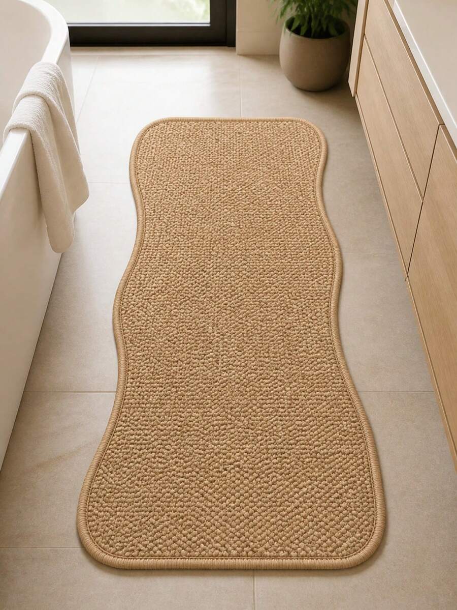 1pc Pineapple Ring Twisted Oblong Woven Style Art Rug, Personalized Aesthetic Decor Carpet, Bathroom Absorbent Doormat, Ins Vibe Ambiance Mat, Modern Minimalist Wooden Accent, Small Rug, Floor Mat, Home Decor, Area Rug, Bathroom Vanity Mat, Bedroom Carpet, Washable Rug - Multicolor - View 1