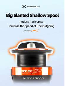 HASIDA MS-X Carrete Giratorio Dominador para Todas las Aguas Ligero 154G Perfecto para Principiantes Carrete de Pesca Oficial Auténtico - Naranja - Ver 5