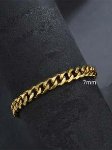 1pc New Fashion Cuban Chain Men's Bracelet Classic Stainless Steel 3/5/7/9mm Wide Chain Bracelet Unisex Jewelry Gift - Stainless Steel Bracelet - View 10