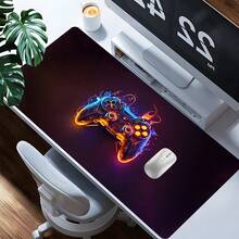 1pc Oversized Extended Neon Game Controller Illustration Mouse Pad, With Non-Slip Rubber Base, Washable Stitched Edges, Suitable For Gaming Setup And Home Office, Ideal Gift For Esports Enthusiasts, Gamers And Design Lovers - View 10