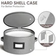 BALEINE Contenedores de almacenamiento de porcelana almacenamiento resistente acolchado para copas de vino organizador de platos con asas de transporte cajas de mudanza para platos s s y - Gris - Ver 4