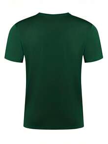 Camiseta de hombre, hecha de algodón puro, tela ligera y transpirable, diseño de cuello redondo, estampado, corte de manga corta, adecuada para la vida cotidiana y otras ocasiones, ideal para primavera y verano. - Verde - Ver 2