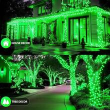 loyyz Đèn dây LED năng lượng mặt trời ngoài trời, 200LED/100LED/50LED/20LED đèn dây tiên với 8 chế độ, IPX4, trang trí lễ hội LED phù hợp cho cây, sân, vườn và tiệc, trang trí mái nhà ngày lễ, đám cưới, trang trí cây thông Noel - Màu xanh lá - Xem 2