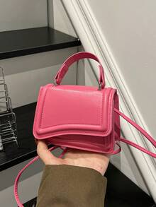 1 pieza Este bolso cuadrado de unicolor, con un aspecto dulce y elegante, presenta un diseño único adecuado para diversas ocasiones. Versátil y polivalente, es perfecto para actividades al aire libre, juegos, ir y venir, y talla grande, convirtiéndolo en un regalo perfecto para adolescentes. - Multicolor - Ver 5