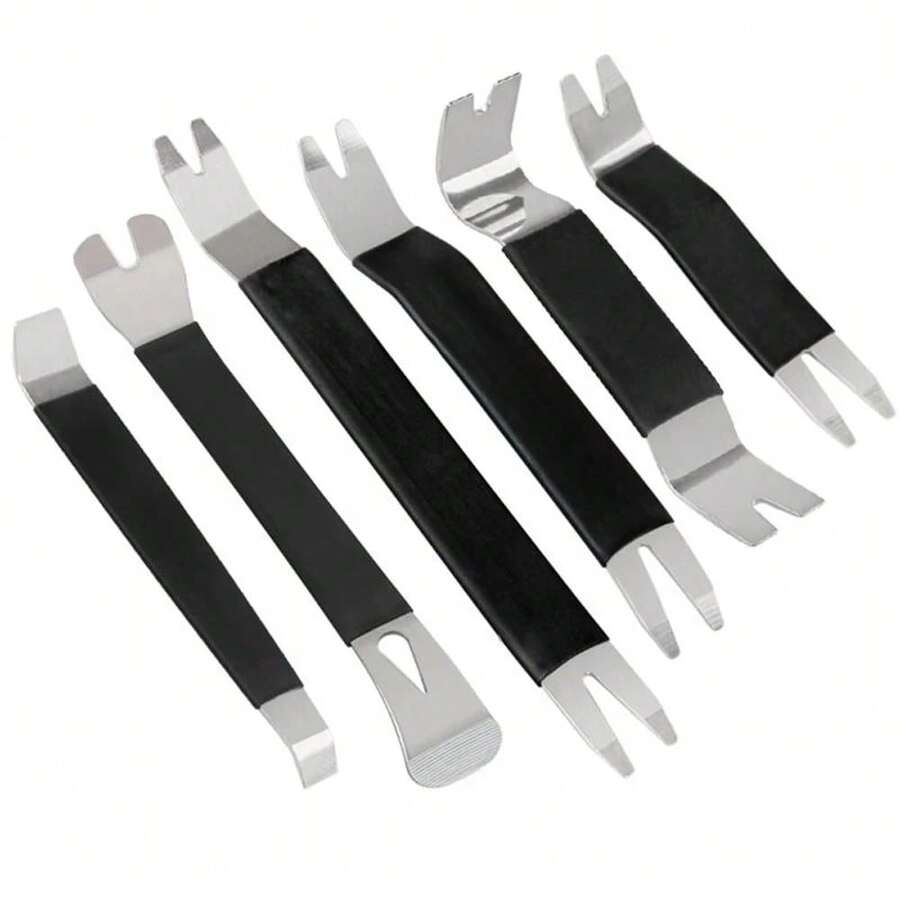 Set de 6 piezas de herramientas de reparación para el interior del automóvil, que incluye clips de puerta, herramientas de desmontaje de paneles, cuchillas de navegación y herramientas de conversión de balancín de plástico - A - Ver 1