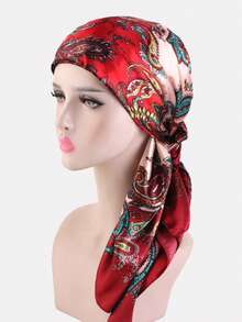 1pc Women's Headband Headscarf Set, Cashew Flower Pattern, All-In-One Head Wrap, Hair Care, Suitable For Daily Use - Multicolor - View 6
