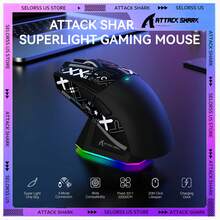 ATTACK SHARK X11 Lightweight Wireless Gaming Mouse With RGB Charging Dock, Tri-Mode-2.4G/USB-C Wired/BT, 22K DPI, PAW3311 Optical Sensor, HUYU Switch, 5 Programmable Buttons For PC Gamer - Nhiều màu - Xem 1