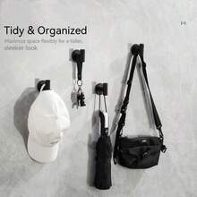 1/2 Paquete de ganchos de pared de acero inoxidable plateado sin taladro, impermeables, adecuados para baño y cocina, fácil instalación sin herramientas. Pueden colgar abrigos, sombreros, toallas, batas de baño, mochilas, llaves y artículos de tocador. Perfecto para entrada, vestidor, inquilinos y decoración del hogar. - Plateado - Ver 8