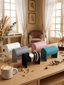 1 chiếc giá trưng bày đồng hồ bằng sợi microfiber, giá đỡ đồng hồ bằng sợi microfiber, giá trưng bày vòng tay, vòng chân, vòng cổ hạt & đạo cụ chụp ảnh, phù hợp cho nam và nữ làm quà tặng lễ hội và lưu trữ trang sức, hộp trang sức phong cách Y2K dễ thương, màu hồng - Nhiều màu - Xem 3