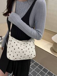 女款裝飾扣飾縫線鏈條肩帶單肩包 街頭時尚波希米亞斜挎包 - 白色 - 查看 4