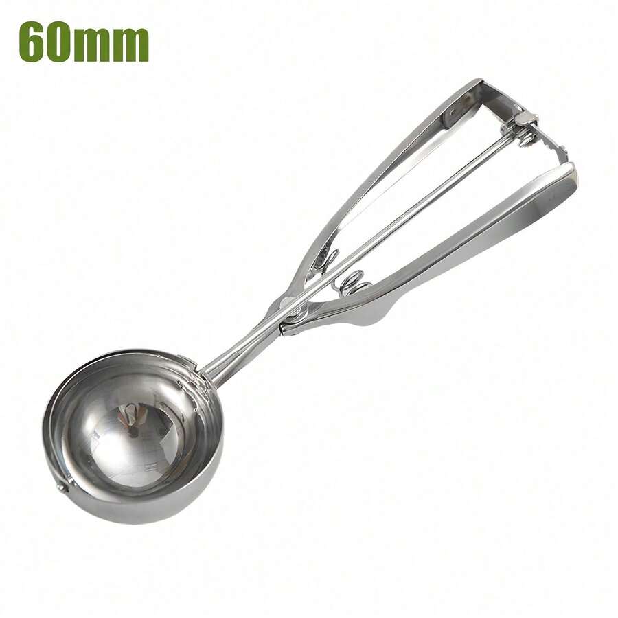 3pcs Ice Cream Scoops Set, Premium Cookie Scoop, Small/Medium/Large Stainless Steel Scoops, Professional Ice Cream Scoop With Trigger Release, For Baking, Cookies, Fruits And Ice Cream - Silver - View 1