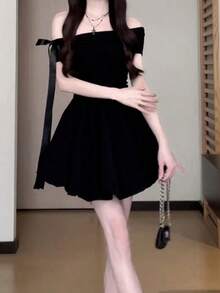 Women Midi Dresses - Black - View 1