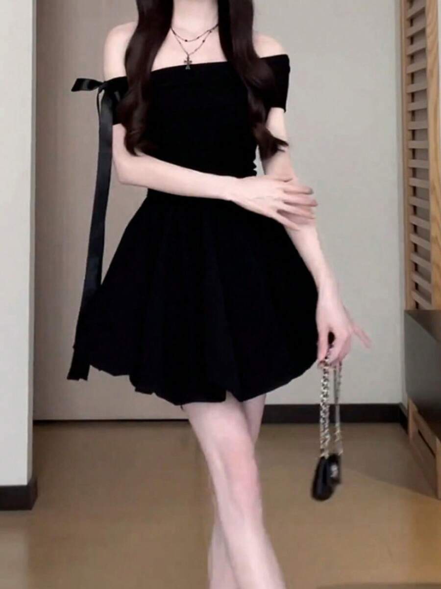 Women Midi Dresses - Black - View 1
