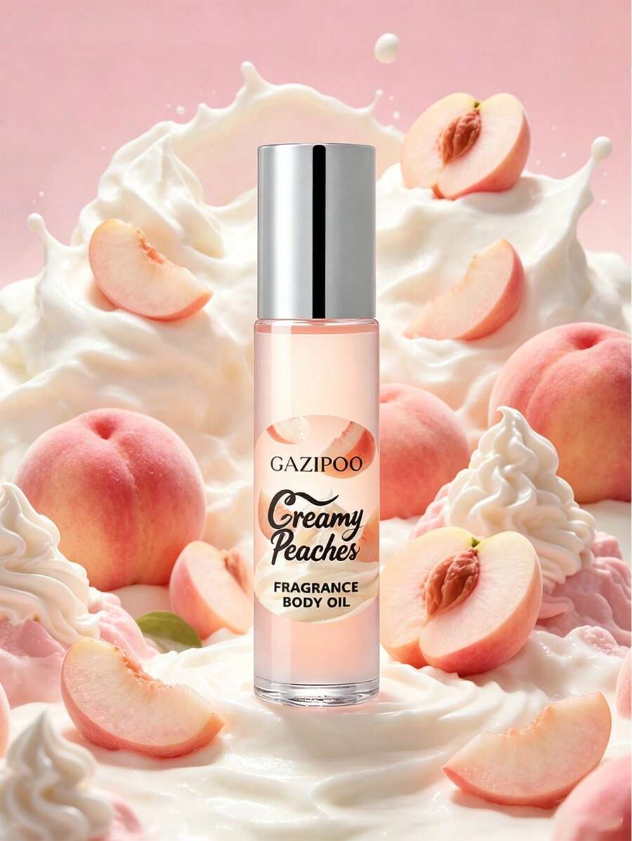 Aceite de Perfume Roll-On Crema de Durazno, Fragancia Frutal Suave, Aroma Único Sin Conflictos, Para Viajes Citas Fiestas, 10ml - Melocotón cremoso - Ver 1