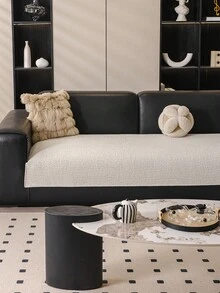 1pc Minimalist Chenille Solid Color Sofa Cushion, 1/2/3/4 Seater Sofa Seat Pad, Armrest & Backrest Cover, Non-Slip, Suitable For All Seasons - Beige - View 4