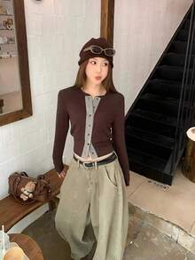 Women Tops - Coffee Brown - View 5