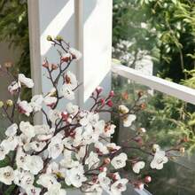 1pc/3pcs/5pcs/10pcs 23.22 Inch Bendable Artificial Silk Sakura Flower Branches With Leaves, Suitable For DIY Flower Wall, Scene Decoration, Vase Arrangement In Living Room/Bedroom, Wedding, Party, Tabletop Decor. Deciduous In Autumn/Winter - White - View 5