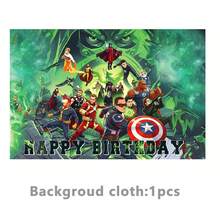 Marvel 1 bộ trang trí tiệc siêu anh hùng Avengers, đầy đủ phụ kiện theo chủ đề với băng rôn "HAPPY BIRTHDAY", khăn trải bàn, đĩa, bóng bay, hình cắt & dụng cụ ăn uống, có hình Iron Man, Captain America, Hulk & nhiều nhân vật khác, bền & tái sử dụng được, hoàn hảo cho các buổi lễ theo chủ đề - Nhiều màu - Xem 8