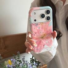 Fashionable Creative Gold-Plated Star & Lily Flower Phone Case For IPhone 17 Pro Max, 16 Pro Max, Cute For Girls, Suitable For IPhone 15 Pro, 14, 13, Protective Cover, Birthday/Holiday Gift - Pink - View 11