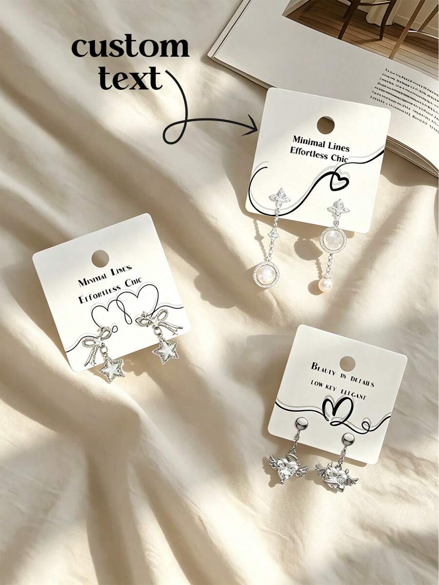 Premium Black & White Earring Display Cards With Holes For Easy Hanging, Multi-Size Multi-Purpose Jewelry Hanging Cards, Suitable For All Types Of Earrings, Ideal Choice For Jewelry Stores - Customized Display Card - View 1