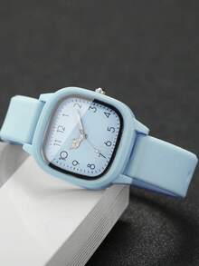 10pcs Men's And Women's Macaron-Style Quartz Watch Set, Featuring A Simple Square Dial Paired With A Silicone Strap, With Clearly Readable Numeric Markers. The Candy-Colored Design Is Fresh And Eye-Catching, Suitable For Students, Daily Wear, And Casual Style In Various Scenarios. - Multicolor - View 7