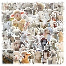 50pcs Cute Lamb Sticker Set - Adorable Bow-Tie/Fluffy Texture Lamb Design, Decorative Stickers For Tablets, Laptops, And Journals, Healing Farm Animal Theme, Removable Stickers School Supplies - 1 Set - View 7