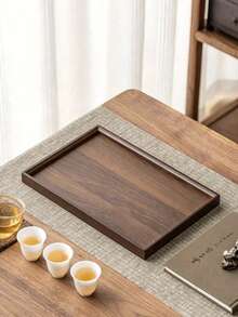 Walnut Matte Wooden Serving Tray, Multipurpose Food Platter For Cake Fruit Steak Pizza Snack Tea, Home & Cafe Dessert Display Tray - Coffee Brown - View 8