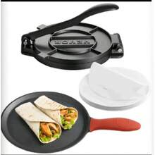 Tortillenpresse, 8-Zoll-Gusseisen-Tortillen- und Rotidpresse, Hochleistungs-Tortillenpresse, Pommes-Frites-Presse mit Griff und 100 Stück Pergamentpapier, Detaco-Teigpresse - Schwarz - Übersicht 6