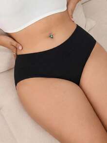 3件組大尺碼生理期內褲 0XL-5XL 高腰舒適內褲 日常穿著防護 - 黑色 - 查看 4