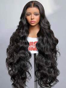250% Density Body Wave Lace Front Wig Human Blended Hair 13x4/6 Pre Plucked HD Lace Frontal Wig With Baby Hair For Women Pre-Plucked & Pre-Bleached Natural Black Body Wave Hair Style - Natural Black - 查看 3