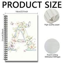 1pc Floral & Butterfly Spiral Notebook, Ideal For Work, Study, Graduation Gift, Birthday Present, Diary, Daily Planner, Minimalist Design, Comfortable Writing, Suitable For Various Occasions - A - View 2