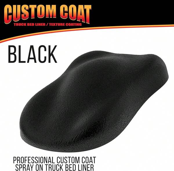 Custom Coat Black 1 Gallon Urethane Spray-On Truck Bed Liner Kit - Easy 3 To 1 Mix Ratio, Just Mix, Shake And Shoot - Professional Durable Textured Protective Coating, Prevent Rust - Car, Auto