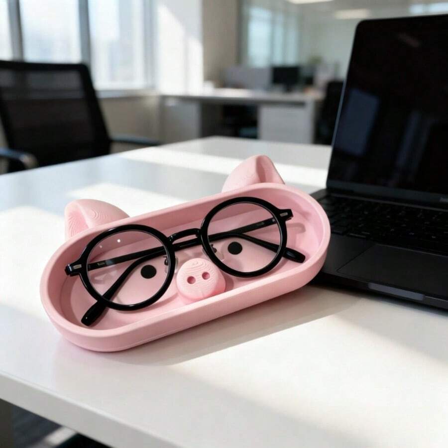 Pink Pig-Shaped Storage Tray With Pig-Themed Lid, Suitable For Storing Glasses, Jewelry And Small Accessories, Cute Pig-Shaped Coin Bank And Desktop Decoration, Plastic Desktop Organizer, Suitable For Bedside Table And Office - Multicolor - View 1