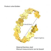 2PCS/1pc Minimalist Fashion Natural Elegant Style Plumeria/Asymmetrical Lava Bracelet Design Stainless Steel Women's Bracelet Suitable For Women's Daily Wear/Party/Commute/Dinner/Afternoon Tea/Can Be Given As A Holiday Gift To Friends - Yellow Gold - View 12